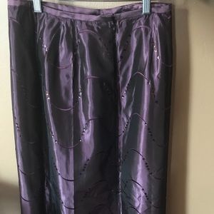 Brand new Dark plum satin sequins long skirt